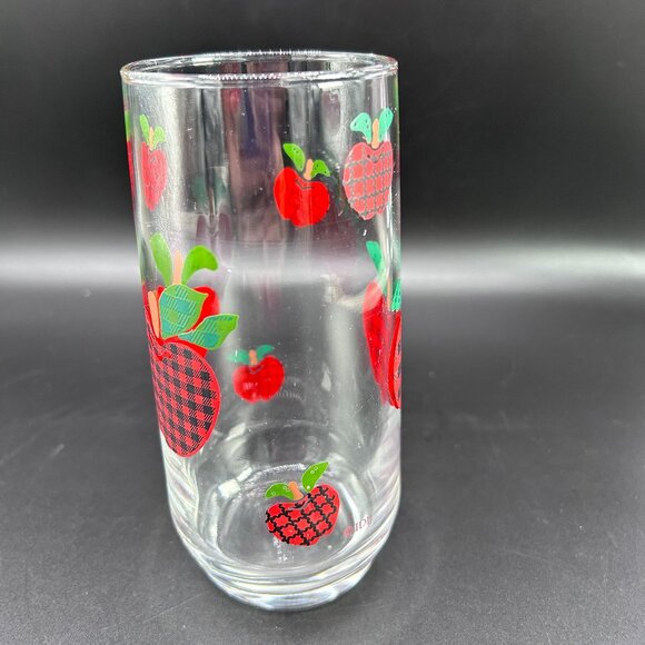 Vintage 1996 Anchor Hocking Applejack 16 oz Iced Tea Glass Apple Print VTG - Picture 3 of 11